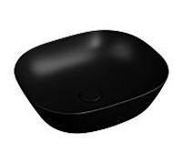 Vasque à poser VitrA Plural 7810B483-0016, 45 x 38 x 13,5 cm, noir mat, plate, rectangulaire, sans trop-plein ni trou de robinetterie.