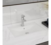 Vasque à Trou de Trop-Plein/Robinet Céramique pour Salle de Bain Blanc vidaXL