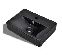 vidaXL Vasque à trou de trop-plein avec robinet Céramique noir pour salle de bain