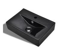 vidaXL Vasque à trou de trop-plein avec robinet Céramique noir pour salle de bain