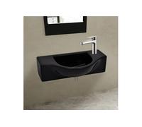 vidaXL - Vasque à trou pour robinet - Céramique - Noir - Salle de bain