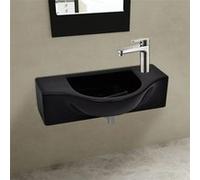 vidaXL - Vasque à trou pour robinet - Céramique - Noir - Salle de bain