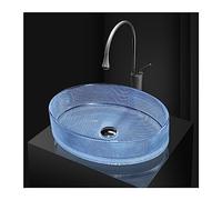 Vasque artistique de 50,8 cm au-dessus du comptoir avec bonde pop-up et laiton gris (bleu) Design moderne pour salles de bains