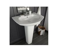 Vasque autoportant avec socle en céramique Blanc 65x52x20 cm