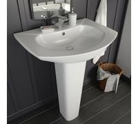 Vasque autoportant avec socle en céramique Blanc 65x52x20 cm