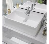 vidaXL Vasque en céramique avec trou de robinet Blanc 51,5x38,5x15 cm