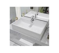 Vasque avec trou de robinet en céramique Blanc 60,5x42,5x14,5cm
