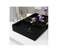 Vasque avec trou de robinet en céramique Noir 51,5x38,5x15 cm Noir G