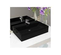 Vasque avec trou de robinet en céramique Noir 60,5x42,5x14,5 cm