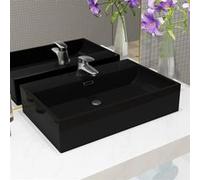 Vasque avec trou de robinet en céramique Noir 60,5x42,5x14,5 cm