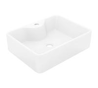 Vasque carré à trou pour robinet céramique blanc pour salle de bain