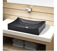 Vasque - Céramique - Noir - Rectangulaire - Finition haute brillance - Design moderne
