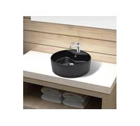 vidaXL Vasque ronde en céramique avec trou pour robinet et trop-plein pour salle de bain