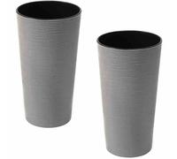 Vasque De Fleurs Pot De Fleurs Seau LOCON Ensemble De 2 30 Cm Gris