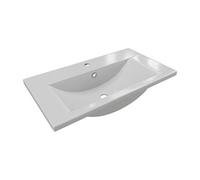 Vasque de salle de bain semi-encastrée rectangle en céramique - 71,5 cm - Blanc - YASMAC II