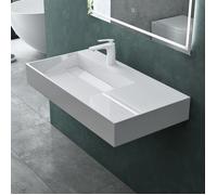 Vasque de salle de bains - Mai & Mai - Lavabo suspendu blanc avec rangement - Rectangulaire - Résine
