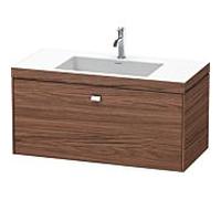 Vasque Duravit Brioso c-bonded avec meuble bas 100 cm BR4602O1021, trou pour robinet 2000 , 100 x 48 cm, Nussbaum Dunkel / chrome