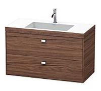 Duravit Brioso c-bonded vasque avec soubassement BR4607N1021 100x48, Noyer Foncé Décor / chrome, sans robinet