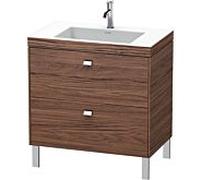 Vasque Duravit Brioso c-bonded avec meuble bas 80 cm BR4701N1021, sans trou pour robinet, 80x48 cm, Nussbaum Dunkel /chrome