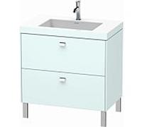Duravit Brioso meuble lavabo c-collÃ©e avec socle sur pied 80,0x48,0 cm, 2 tiroirs, sans trop-plein, avec trou de robinet, 1 trou de robinet, Couleur (avant/corps): DÃ©cor bleu clair mat, poignÃ©e chromÃ©e - BR4701O1009