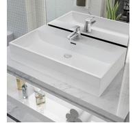 vidaXL Vasque en céramique blanche – Rectangulaire à poser 76×42,5×14,5 cm