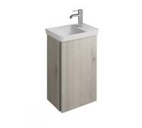 Vasque en fonte minérale burgbad Iveo avec meuble sous-lavabo, version droite, largeur : 440mm, SFFZ044RF2834G0162, Couleur: Chêne décor flanelle / chêne décor flanelle, poignée verticale en bandeau g