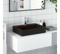 vidaXL Vasque 120 x 46 cm – Fonte minérale – Noir mat – Design intemporel