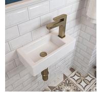 Vasque Lave Main Meuble DeerValley Suspendu Rectangulaire Blanc, Trou Robinet à Droite, 36.5x18x9cm, DV-1V081R