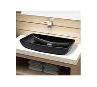 vidaXL Vasque rectangulaire céramique Lave-mains pour salle de bain Noir