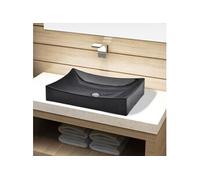 vidaXL Vasque à poser rectangulaire céramique noir pour salle de bain