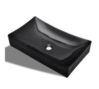 vidaXL Vasque à poser Lavobo rectangulaire Noir céramique pour salle de bain