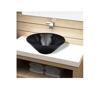 vidaXL – Vasque en céramique ronde – Design moderne et élégant – Noir