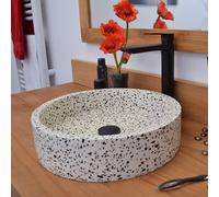 Vasque ronde en terrazzo crème arlequin