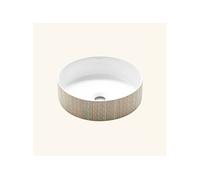 Vasque ronde salle de bain céramique blanc à poser 1 bac 380x380 - motif bambou