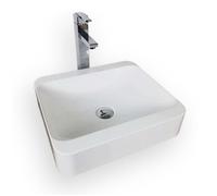 Vasque salle de bain semi-encastrée rectangulaire 45 cm en Pierre de synthèse finition mat - Hanaé