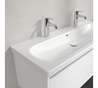 Vasque Skyla Villeroy und Boch 5A51C4RW 120x46cm, pour deux lavabos 3 trous Robinetterie , avec trop-plein, Stone White C+