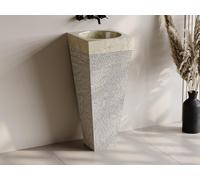 Vasque sur pied en marbre - Coloris crème - L40 x P40 x H90 cm - STORTA