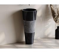 Vasque sur pied en marbre - Coloris noir - L40 x P40 x H90 cm - PULOA