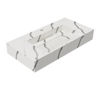 Vasque suspendue en solid surface effet marbre blanc - TAKOTNA - L90.2 x l45.2 x H8 cm