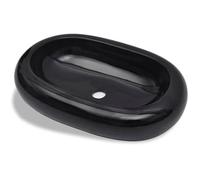 Vasque - VIDAXL - Ovale - Céramique Noir - Finition Haute Brillance - Design Moderne