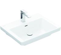 Vasque Villeroy & Boch Subway 3.0, 1 trou pour robinetterie, avec trop-plein, compatible avec robinetterie 3 trous, dessous poncé, 600x470mm, 4A706GR1, Couleur: Céramique blanche Plus