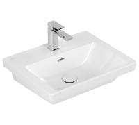 Vasque Villeroy & Boch Subway 3.0, 1 trou pour robinetterie, avec trop-plein, compatible avec une robinetterie 3 trous, face inférieure polie, 550x440mm, 4A70F4R1, Couleur: Céramique blanche Plus