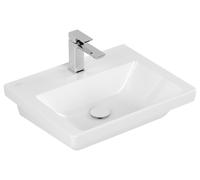 Vasque Villeroy & Boch Subway 3.0, 1 trou pour robinetterie, sans trop-plein, compatible avec robinetterie 3 trous, partie inférieure polie, 550x440mm, 4A70F5R1, Couleur: Céramique blanche Plus