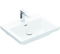 Vasque Villeroy & Boch Subway 3.0, rectangulaire, 1 trou pour robinetterie, avec trop-plein, compatible avec robinetterie 3 trous, 600x470mm, 4A7060R1, Couleur: Céramique blanche Plus