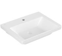Vasque Villeroy & Boch Subway 3.0, rectangulaire, 1 trou pour robinetterie, sans trop-plein, compatible avec robinetterie 3 trous, 600x470mm, 4A7061RW, Couleur: Blanc pierre CéramiquePlus