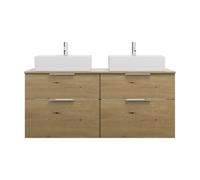 vasques à poser en céramique burgbad Eqio, y compris meuble sous-lavabo avec 4 tiroirs, largeur 1400mm, SGUR140F5662C0001G0146, Couleur: Décor chêne Urban / Décor chêne Urban, Poignée chromée G0146