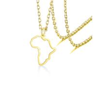 VASSAGO Afrique Carte Pendentif Collier Afrique Carte Colliers pour Femmes En Hommes Afrique Continent Collier Afrique Carte Bijoux Dainty Pendentif Collier Cadeau pour Filles Garçons (Afrique-G)