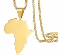 VASSAGO Afrique Carte Pendentif Collier Afrique Carte Colliers pour Femmes En Hommes Afrique Continent Collier Afrique Carte Bijoux Dainty Pendentif Collier Cadeau pour Filles Garçons (Or)