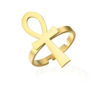 VASSAGO Bague croix Ankh en acier inoxydable avec symbole de vie égyptienne antique pour homme et femme, Medium, Acier inoxydable, Aucune pierre précieuse