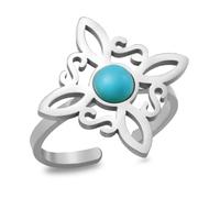 VASSAGO Bague nœud de sorcière avec turquoise en acier inoxydable Nudo de Bruja Magic Knot Bague réglable pour femme Symbole Wiccan